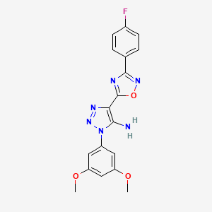 molecular formula C18H15FN6O3 B2719038 1-(3,5-dimethoxyphenyl)-4-(3-(4-fluorophenyl)-1,2,4-oxadiazol-5-yl)-1H-1,2,3-triazol-5-amine CAS No. 899725-80-5