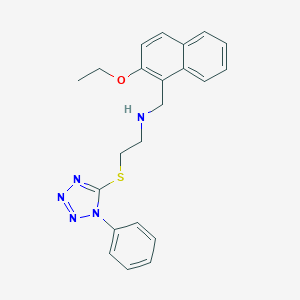 molecular formula C22H23N5OS B271904 N-[(2-ethoxynaphthalen-1-yl)methyl]-2-[(1-phenyl-1H-tetrazol-5-yl)sulfanyl]ethanamine 