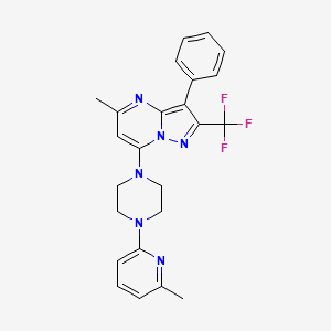 molecular formula C24H23F3N6 B2719042 5-甲基-7-(4-(6-甲基吡啶-2-基)哌嗪-1-基)-3-苯基-2-(三氟甲基)吡唑并[1,5-a]嘧啶 CAS No. 890637-20-4