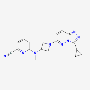 molecular formula C18H18N8 B2719045 6-((1-(3-Cyclopropyl-[1,2,4]triazolo[4,3-b]pyridazin-6-yl)azetidin-3-yl)(methyl)amino)picolinonitrile CAS No. 2320852-63-7