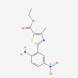 molecular formula C13H13N3O4S B2719053 Ethyl 2-(2-amino-5-nitrophenyl)-4-methylthiazole-5-carboxylate CAS No. 41450-33-3