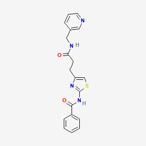molecular formula C19H18N4O2S B2719060 N-(4-(3-氧代-3-((吡啶-3-基甲基)氨基)丙基)噻唑-2-基)苯甲酰胺 CAS No. 1021227-33-7