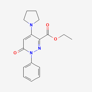 molecular formula C17H19N3O3 B2719068 Ethyl 6-oxo-1-phenyl-4-(pyrrolidin-1-yl)-1,6-dihydropyridazine-3-carboxylate CAS No. 923232-90-0
