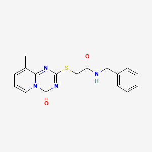 molecular formula C17H16N4O2S B2719096 N-benzyl-2-({9-methyl-4-oxo-4H-pyrido[1,2-a][1,3,5]triazin-2-yl}sulfanyl)acetamide CAS No. 896342-08-8