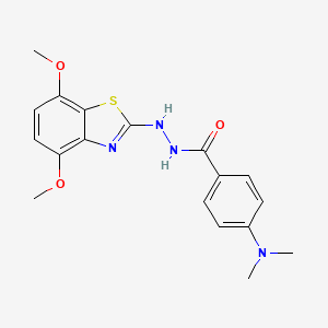 molecular formula C18H20N4O3S B2719111 N'-(4,7-dimethoxy-1,3-benzothiazol-2-yl)-4-(dimethylamino)benzohydrazide CAS No. 851988-12-0