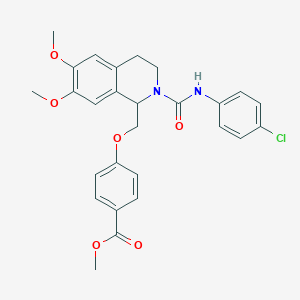 molecular formula C27H27ClN2O6 B2719118 Methyl 4-((2-((4-chlorophenyl)carbamoyl)-6,7-dimethoxy-1,2,3,4-tetrahydroisoquinolin-1-yl)methoxy)benzoate CAS No. 449766-31-8