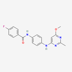 molecular formula C19H17FN4O2 B2719148 4-fluoro-N-(4-((6-methoxy-2-methylpyrimidin-4-yl)amino)phenyl)benzamide CAS No. 946272-55-5
