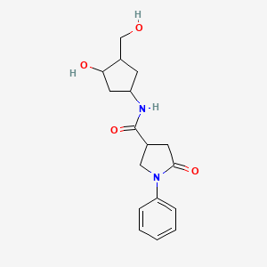 molecular formula C17H22N2O4 B2719158 N-[3-Hydroxy-4-(hydroxymethyl)cyclopentyl]-5-oxo-1-phenylpyrrolidine-3-carboxamide CAS No. 1421445-44-4