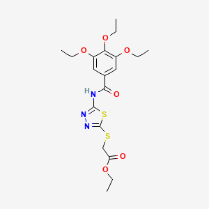 molecular formula C19H25N3O6S2 B2719164 Ethyl 2-((5-(3,4,5-triethoxybenzamido)-1,3,4-thiadiazol-2-yl)thio)acetate CAS No. 392318-58-0