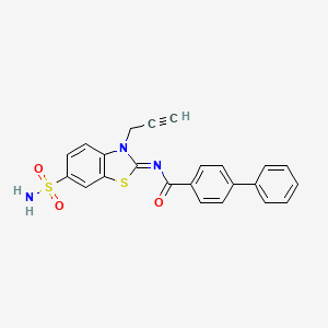 4-phenyl-N-(3-prop-2-ynyl-6-sulfamoyl-1,3-benzothiazol-2-ylidene)benzamide