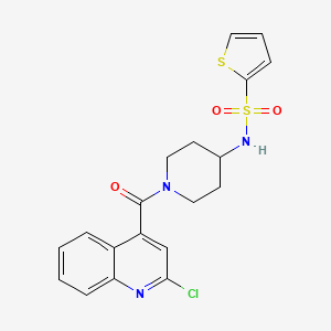 molecular formula C19H18ClN3O3S2 B2719202 N-[1-(2-chloroquinoline-4-carbonyl)piperidin-4-yl]thiophene-2-sulfonamide CAS No. 1147306-39-5
