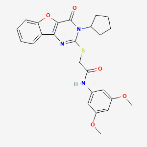 2-[(3-cyclopentyl-4-oxo-3,4-dihydro[1]benzofuro[3,2-d]pyrimidin-2-yl)sulfanyl]-N-(3,5-dimethoxyphenyl)acetamide
