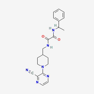 N1-((1-(3-cyanopyrazin-2-yl)piperidin-4-yl)methyl)-N2-(1-phenylethyl)oxalamide