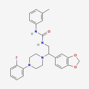 molecular formula C27H29FN4O3 B2719243 1-(2-(Benzo[d][1,3]dioxol-5-yl)-2-(4-(2-fluorophenyl)piperazin-1-yl)ethyl)-3-(m-tolyl)urea CAS No. 896365-46-1