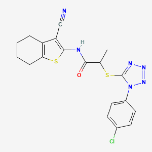 2-((1-(4-chlorophenyl)-1H-tetrazol-5-yl)thio)-N-(3-cyano-4,5,6,7-tetrahydrobenzo[b]thiophen-2-yl)propanamide