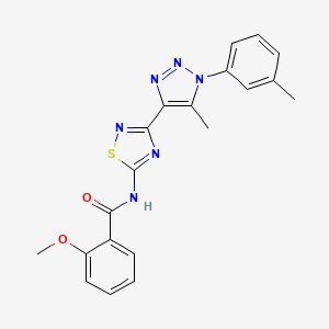 B2719249 2-methoxy-N-{3-[5-methyl-1-(3-methylphenyl)-1H-1,2,3-triazol-4-yl]-1,2,4-thiadiazol-5-yl}benzamide CAS No. 932350-31-7