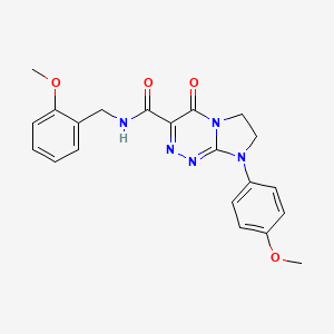 molecular formula C21H21N5O4 B2719272 8-(4-methoxyphenyl)-N-[(2-methoxyphenyl)methyl]-4-oxo-4H,6H,7H,8H-imidazo[2,1-c][1,2,4]triazine-3-carboxamide CAS No. 946279-86-3