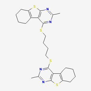 2-Methyl-4-[4-[(2-methyl-5,6,7,8-tetrahydro-[1]benzothiolo[2,3-d]pyrimidin-4-yl)sulfanyl]butylsulfanyl]-5,6,7,8-tetrahydro-[1]benzothiolo[2,3-d]pyrimidine