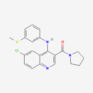 (6-Chloro-4-((3-(methylthio)phenyl)amino)quinolin-3-yl)(pyrrolidin-1-yl)methanone