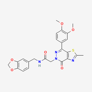 molecular formula C24H22N4O6S B2719357 N-(benzo[d][1,3]dioxol-5-ylmethyl)-2-(7-(3,4-dimethoxyphenyl)-2-methyl-4-oxothiazolo[4,5-d]pyridazin-5(4H)-yl)acetamide CAS No. 953959-35-8