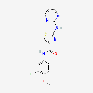 molecular formula C15H12ClN5O2S B2719373 N-(3-chloro-4-methoxyphenyl)-2-(pyrimidin-2-ylamino)thiazole-4-carboxamide CAS No. 1251558-92-5