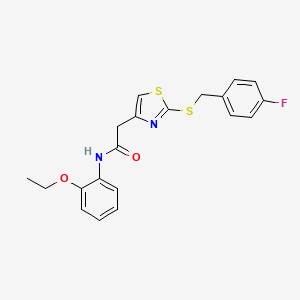 molecular formula C20H19FN2O2S2 B2719389 N-(2-ethoxyphenyl)-2-(2-((4-fluorobenzyl)thio)thiazol-4-yl)acetamide CAS No. 941922-75-4