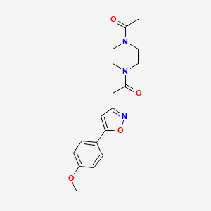 molecular formula C18H21N3O4 B2719396 1-(4-Acetylpiperazin-1-yl)-2-(5-(4-methoxyphenyl)isoxazol-3-yl)ethanone CAS No. 953180-78-4