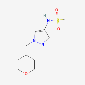 molecular formula C10H17N3O3S B2719432 N-{1-[(oxan-4-yl)methyl]-1H-pyrazol-4-yl}methanesulfonamide CAS No. 1706077-17-9