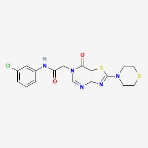 molecular formula C17H16ClN5O2S2 B2719451 N-(3-chlorophenyl)-2-[7-oxo-2-(thiomorpholin-4-yl)-6H,7H-[1,3]thiazolo[4,5-d]pyrimidin-6-yl]acetamide CAS No. 1223928-87-7