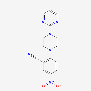 molecular formula C15H14N6O2 B2719469 5-Nitro-2-(4-pyrimidin-2-ylpiperazin-1-yl)benzonitrile CAS No. 849043-40-9