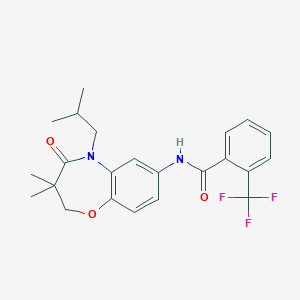 molecular formula C23H25F3N2O3 B2719503 N-(5-isobutyl-3,3-dimethyl-4-oxo-2,3,4,5-tetrahydrobenzo[b][1,4]oxazepin-7-yl)-2-(trifluoromethyl)benzamide CAS No. 921865-11-4