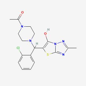 1-(4-((2-Chlorophenyl)(6-hydroxy-2-methylthiazolo[3,2-b][1,2,4]triazol-5-yl)methyl)piperazin-1-yl)ethanone
