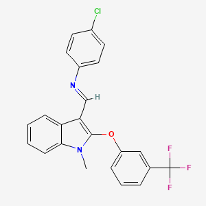 N-(4-chlorophenyl)-1-[1-methyl-2-[3-(trifluoromethyl)phenoxy]indol-3-yl]methanimine