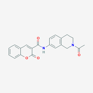molecular formula C21H18N2O4 B2719564 N-(2-acetyl-1,2,3,4-tetrahydroisoquinolin-7-yl)-2-oxo-2H-chromene-3-carboxamide CAS No. 955635-46-8