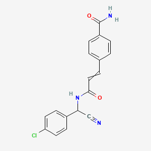 molecular formula C18H14ClN3O2 B2719603 4-(2-{[(4-Chlorophenyl)(cyano)methyl]carbamoyl}eth-1-en-1-yl)benzamide CAS No. 1394800-53-3