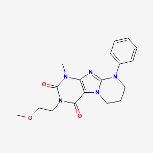 molecular formula C18H21N5O3 B2719604 3-(2-甲氧基乙基)-1-甲基-9-苯基-6,7,8,9-四氢嘧啶并[2,1-f]嘧啶-2,4(1H,3H)-二酮 CAS No. 845992-14-5