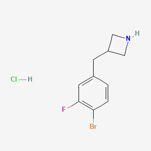 molecular formula C10H12BrClFN B2719620 3-[(4-Bromo-3-fluorophenyl)methyl]azetidine;hydrochloride CAS No. 2470437-72-8