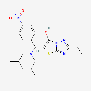 molecular formula C20H25N5O3S B2719630 5-((3,5-Dimethylpiperidin-1-yl)(4-nitrophenyl)methyl)-2-ethylthiazolo[3,2-b][1,2,4]triazol-6-ol CAS No. 1008980-34-4