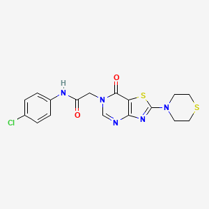 molecular formula C17H16ClN5O2S2 B2719631 N-(4-chlorophenyl)-2-(7-oxo-2-thiomorpholinothiazolo[4,5-d]pyrimidin-6(7H)-yl)acetamide CAS No. 1224004-79-8