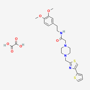 molecular formula C26H32N4O7S2 B2719633 N-(3,4-dimethoxyphenethyl)-2-(4-((4-(thiophen-2-yl)thiazol-2-yl)methyl)piperazin-1-yl)acetamide oxalate CAS No. 1351589-32-6