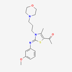 molecular formula C20H27N3O3S B2719645 (Z)-1-(2-((3-methoxyphenyl)imino)-4-methyl-3-(3-morpholinopropyl)-2,3-dihydrothiazol-5-yl)ethanone CAS No. 905768-94-7