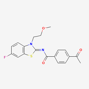 molecular formula C19H17FN2O3S B2719647 (Z)-4-acetyl-N-(6-fluoro-3-(2-methoxyethyl)benzo[d]thiazol-2(3H)-ylidene)benzamide CAS No. 864976-42-1