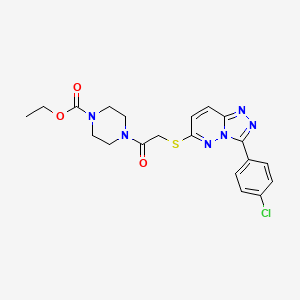 molecular formula C20H21ClN6O3S B2719651 Ethyl 4-(2-((3-(4-chlorophenyl)-[1,2,4]triazolo[4,3-b]pyridazin-6-yl)thio)acetyl)piperazine-1-carboxylate CAS No. 852373-06-9