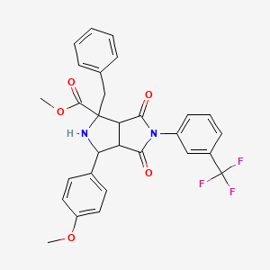 molecular formula C29H25F3N2O5 B2719652 Methyl 1-benzyl-3-(4-methoxyphenyl)-4,6-dioxo-5-[3-(trifluoromethyl)phenyl]octahydropyrrolo[3,4-c]pyrrole-1-carboxylate CAS No. 318239-71-3