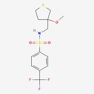 molecular formula C13H16F3NO3S2 B2719679 N-[(3-methoxythiolan-3-yl)methyl]-4-(trifluoromethyl)benzene-1-sulfonamide CAS No. 1448070-51-6