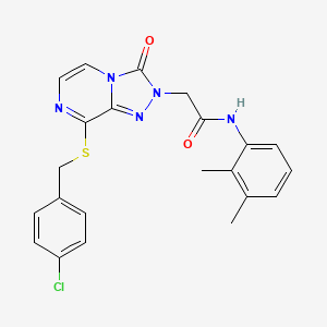 molecular formula C22H20ClN5O2S B2719682 2-(8-{[(4-chlorophenyl)methyl]sulfanyl}-3-oxo-2H,3H-[1,2,4]triazolo[4,3-a]pyrazin-2-yl)-N-(2,3-dimethylphenyl)acetamide CAS No. 1251676-98-8