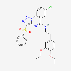 molecular formula C27H26ClN5O4S B2719698 7-chloro-N-(3,4-diethoxyphenethyl)-3-(phenylsulfonyl)-[1,2,3]triazolo[1,5-a]quinazolin-5-amine CAS No. 893787-18-3