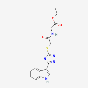 molecular formula C17H19N5O3S B2719704 ethyl 2-(2-((5-(1H-indol-3-yl)-4-methyl-4H-1,2,4-triazol-3-yl)thio)acetamido)acetate CAS No. 852143-09-0