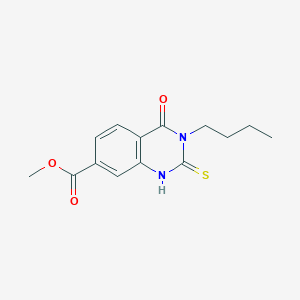 molecular formula C14H16N2O3S B2719709 Methyl 3-butyl-4-oxo-2-sulfanyl-3,4-dihydroquinazoline-7-carboxylate CAS No. 361150-39-2