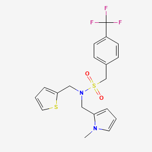 molecular formula C19H19F3N2O2S2 B2719710 N-((1-methyl-1H-pyrrol-2-yl)methyl)-N-(thiophen-2-ylmethyl)-1-(4-(trifluoromethyl)phenyl)methanesulfonamide CAS No. 1396845-64-9